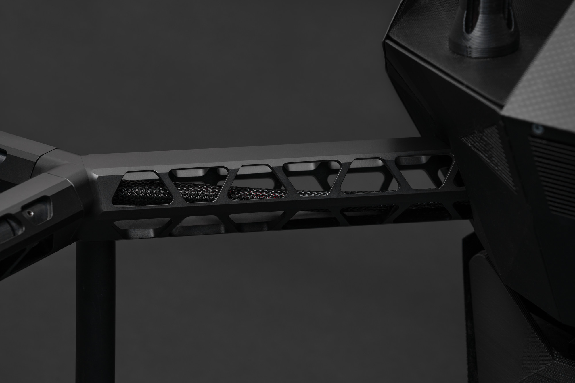 A detail od the drone's arm carrying a strong motor