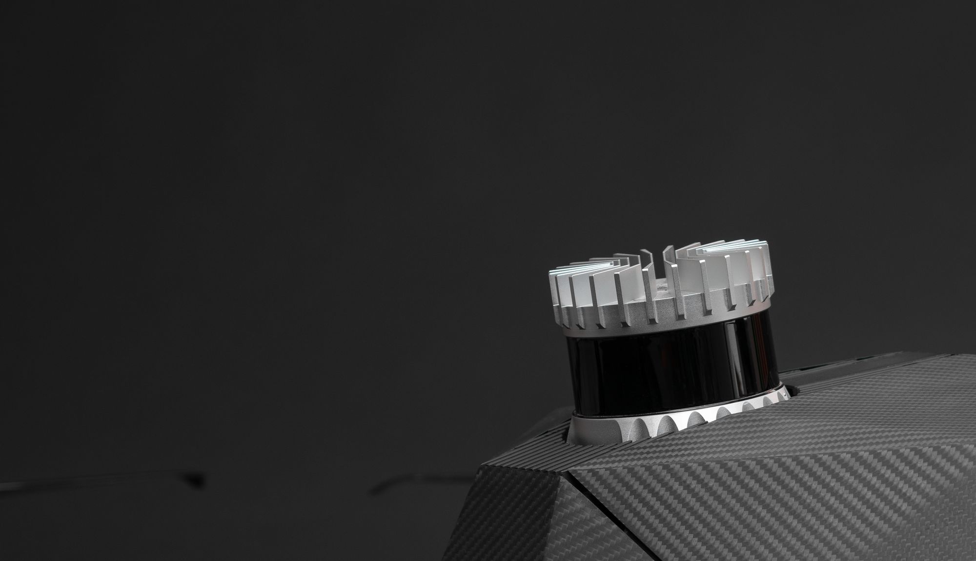 Close-up shot of drone hunter's on-board LiDAR sensor